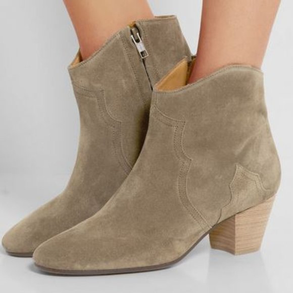 Isabel Marant Shoes - Isabel Marant Etoile Taupe Suede Dicker Boots 38